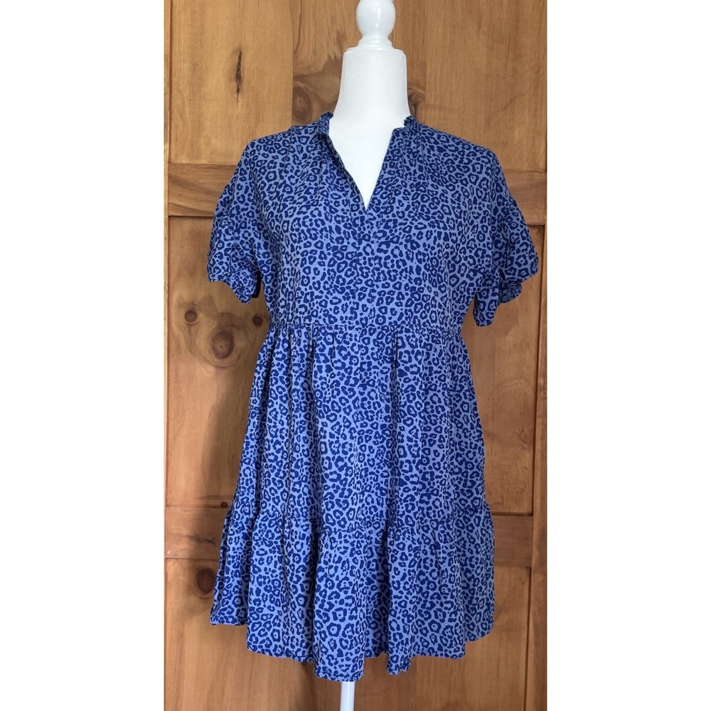 EUC Vilagallo Tiered Animal‎ Print midi dress 3/4 bell slv women sz 38 US 6